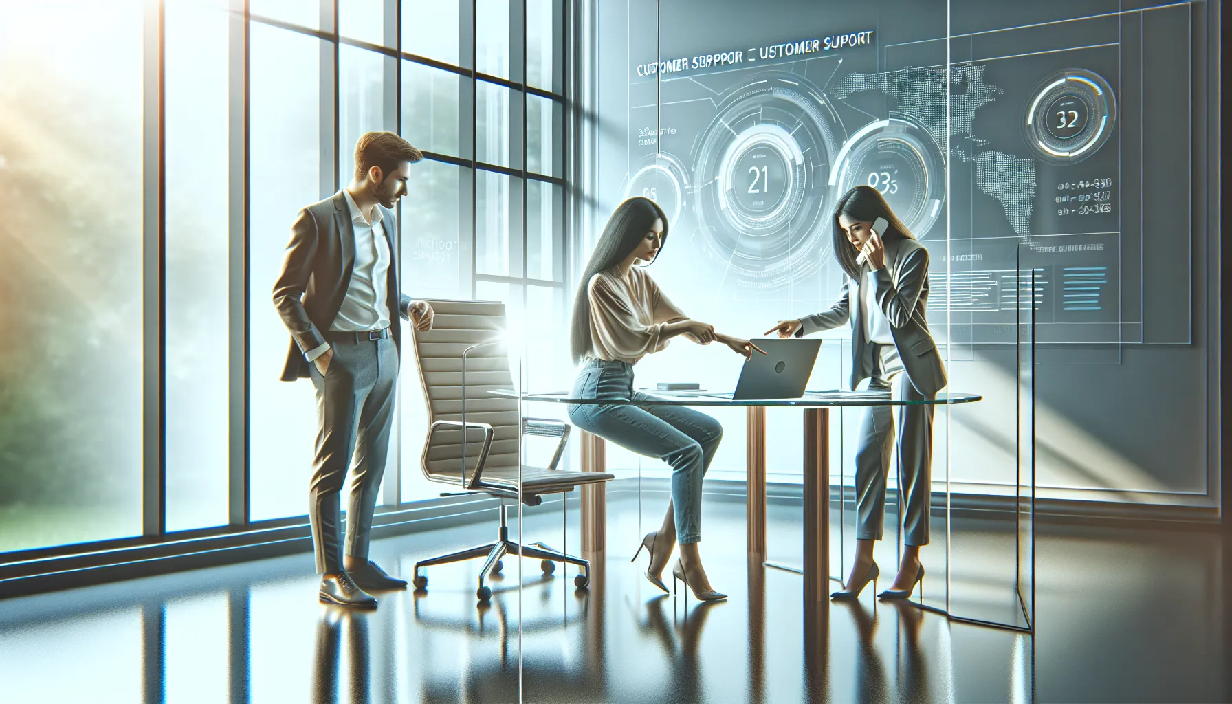 professionals collaborating in a modern office while using a toll-free number.